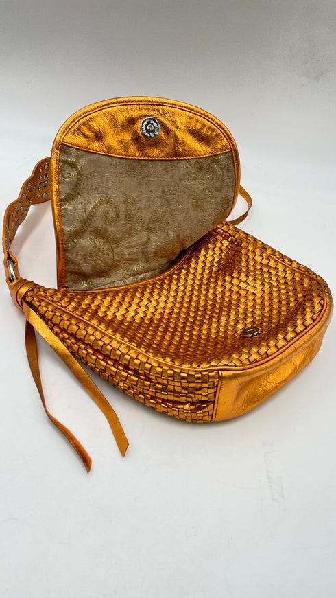 Borsa metallizzata arancione