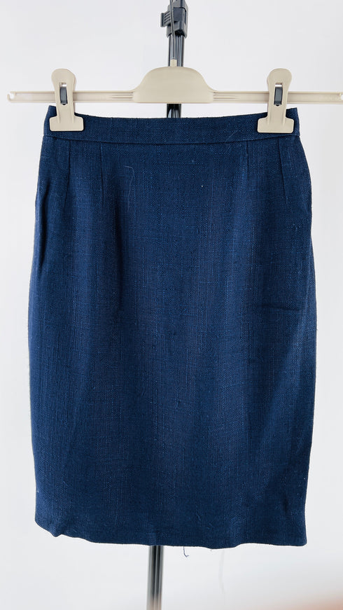 Completo in tweed verde e blu