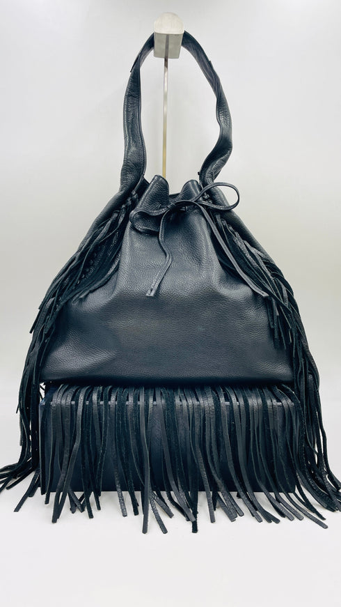 Borsa a spalla con frange