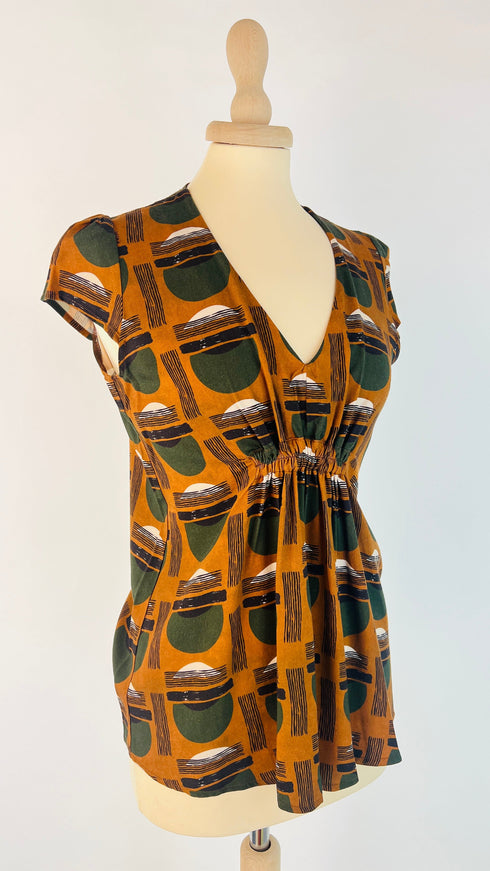 Top arricciato fantasia