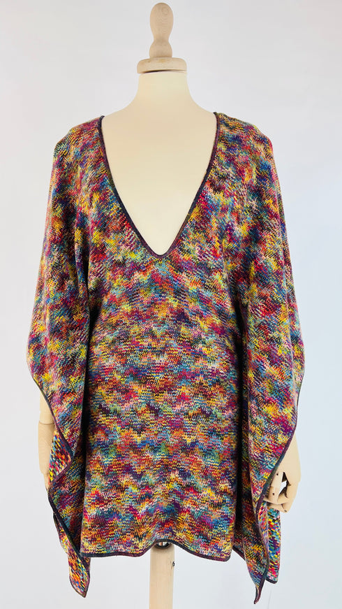 Abito poncho corto multicolore