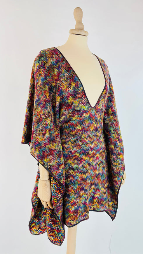 Abito poncho corto multicolore