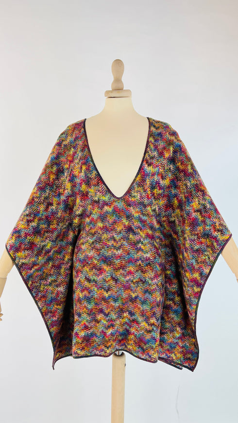 Abito poncho corto multicolore