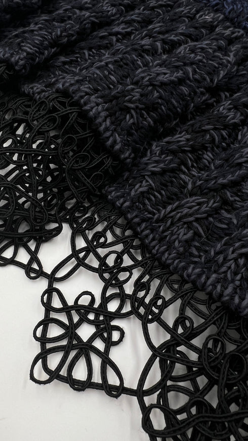 Cardigan in cotone inserto pizzo