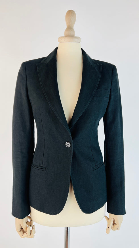 Blazer nero in cotone-lino