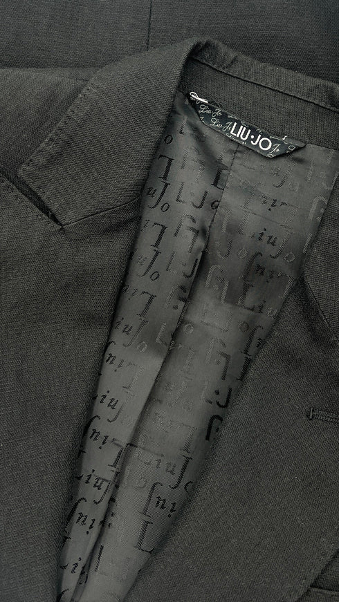 Blazer nero in cotone-lino