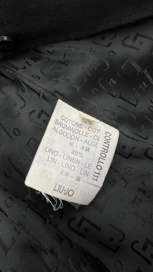 Blazer nero in cotone-lino