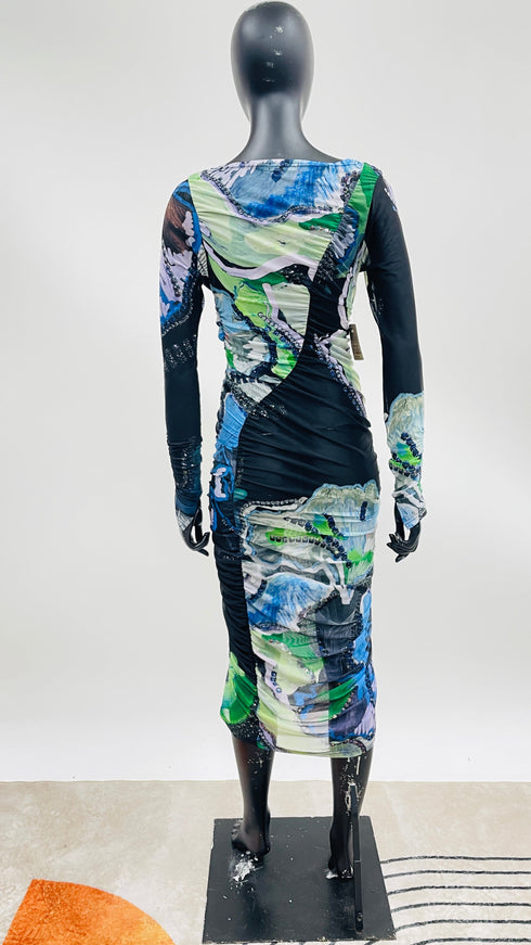 Abito midi drappeggiato