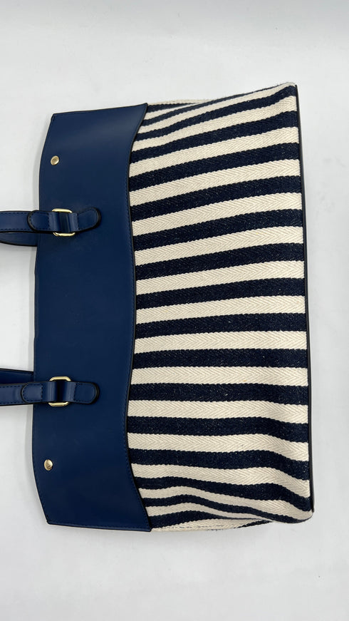 Borsa a righe bianche e blu