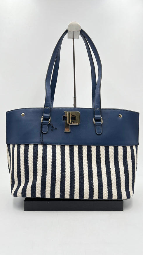 Borsa a righe bianche e blu