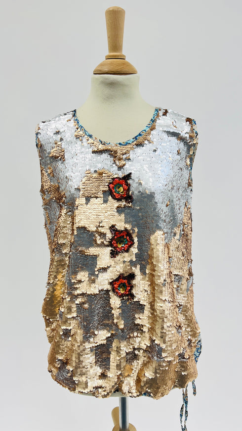 Top paillettes gold and silver