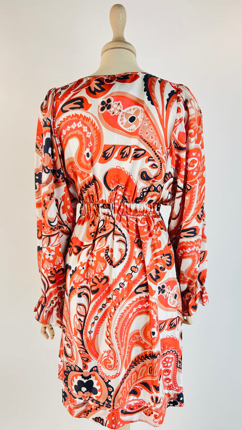 Abito corto paisley di seta