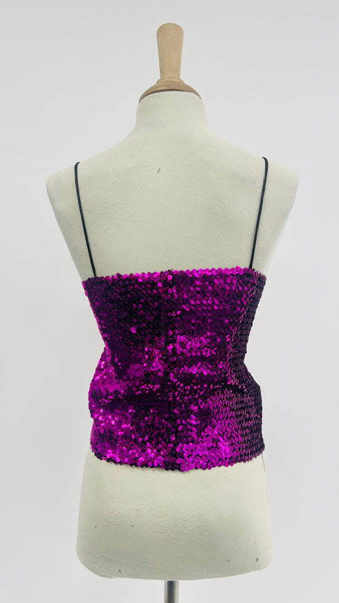 Top paillettes fucsia