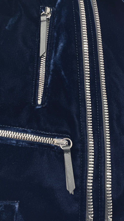 Chiodo in velluto blu