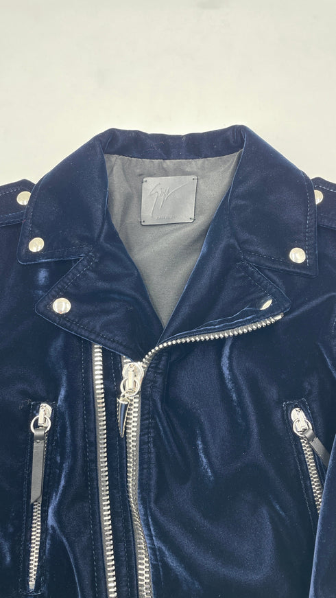 Chiodo in velluto blu