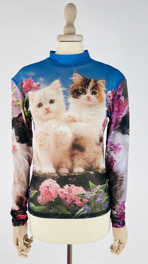 Longsleeve con Gatti in mesh