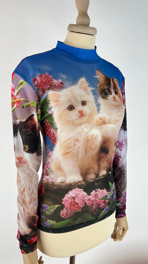 Longsleeve con Gatti in mesh