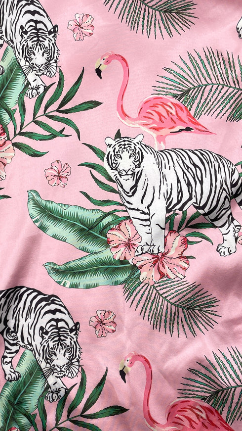 Camicia tigre e fenicotteri