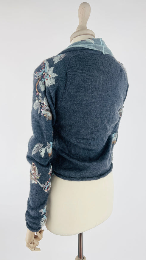 Cardigan corto doppio tessuto