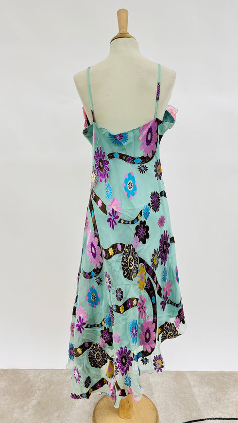 Abito midi asimmetrico in seta