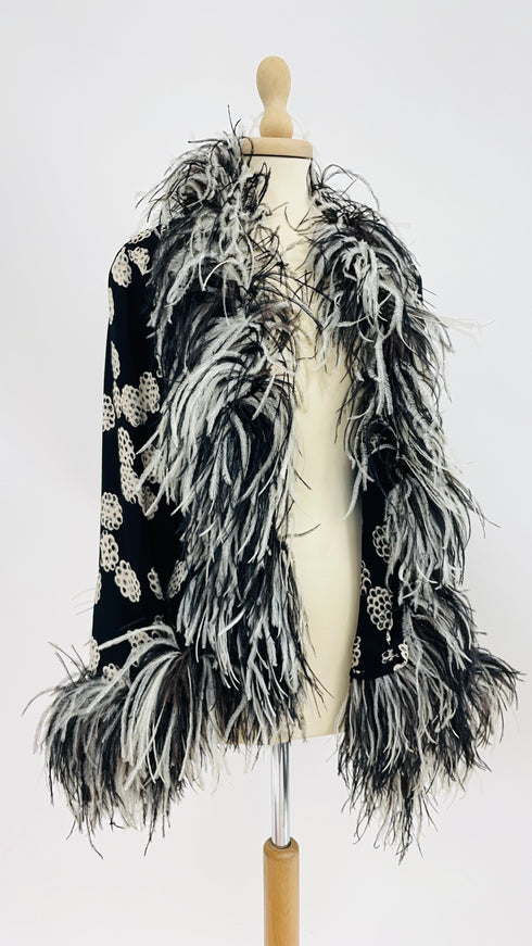 Giacca stampata con piume