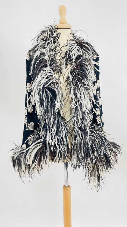 Giacca stampata con piume