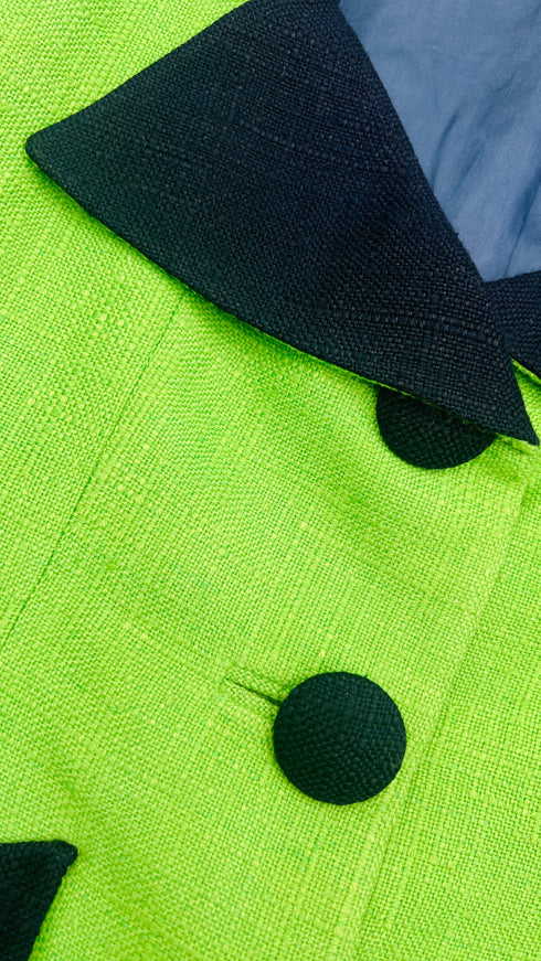 Completo in tweed verde e blu