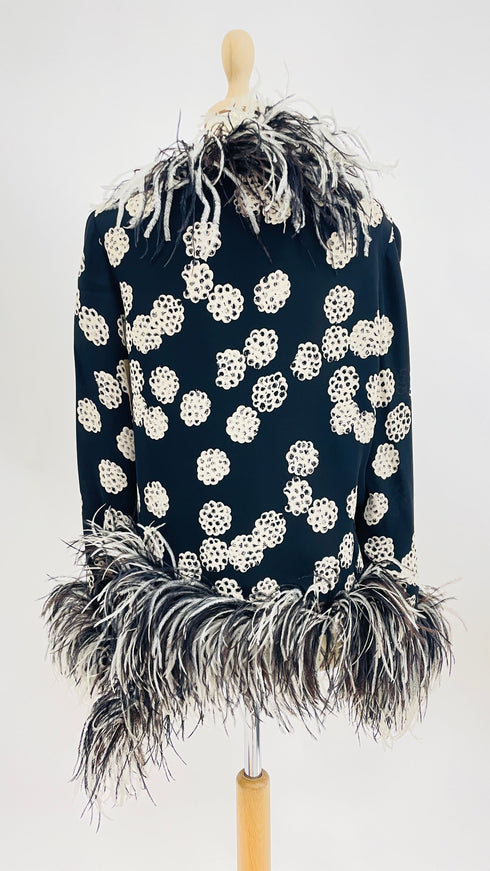 Giacca stampata con piume