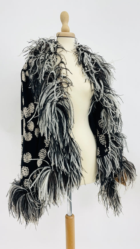 Giacca stampata con piume