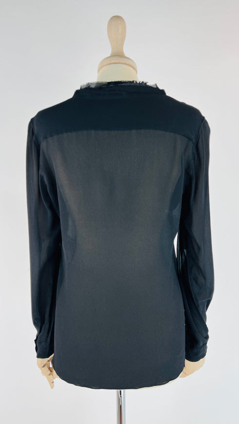 Blusa in seta nero