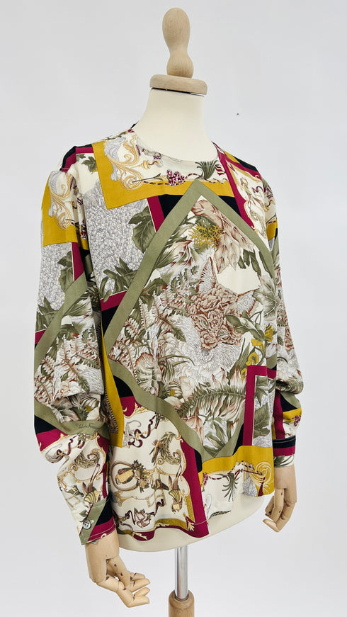 Blusa girocollo stampata
