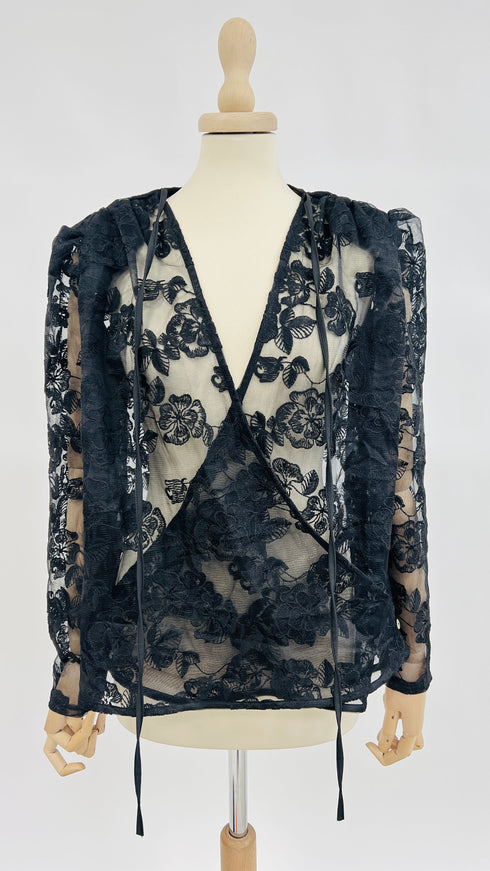 Cardigan di pizzo nero