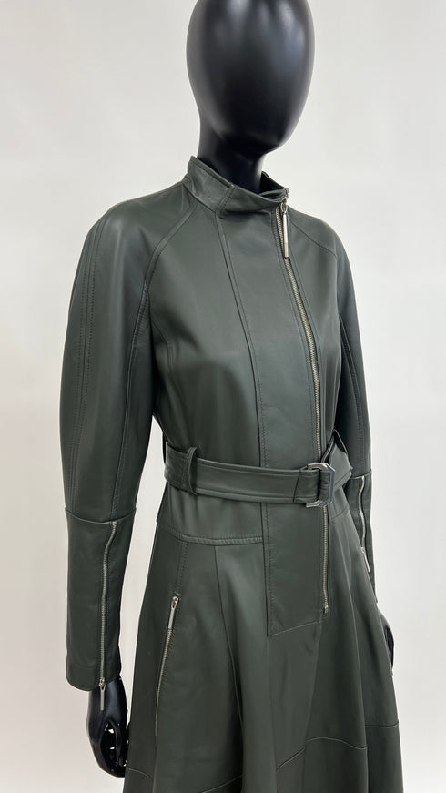 Trench in pelle verde