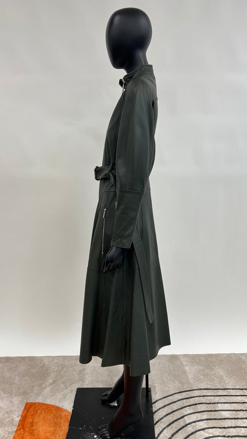 Trench in pelle verde