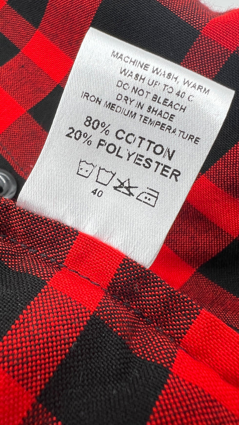 Camicia con volant in plaid