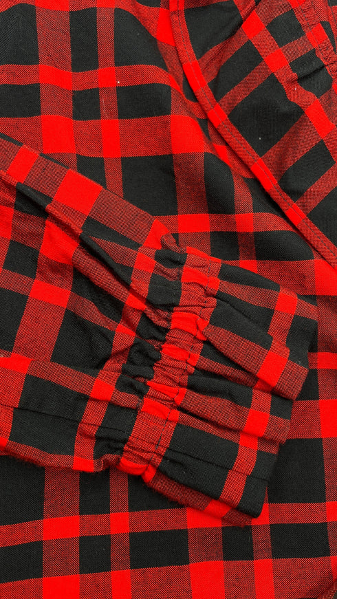 Camicia con volant in plaid