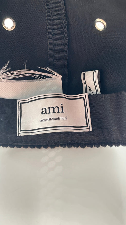 Berretto in velluto nero con logo