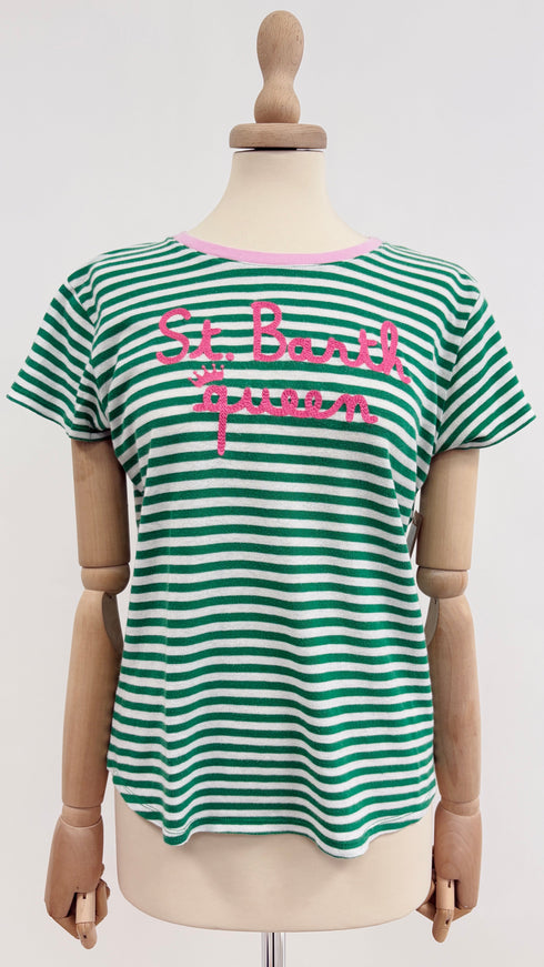 T-shirt logo a righe