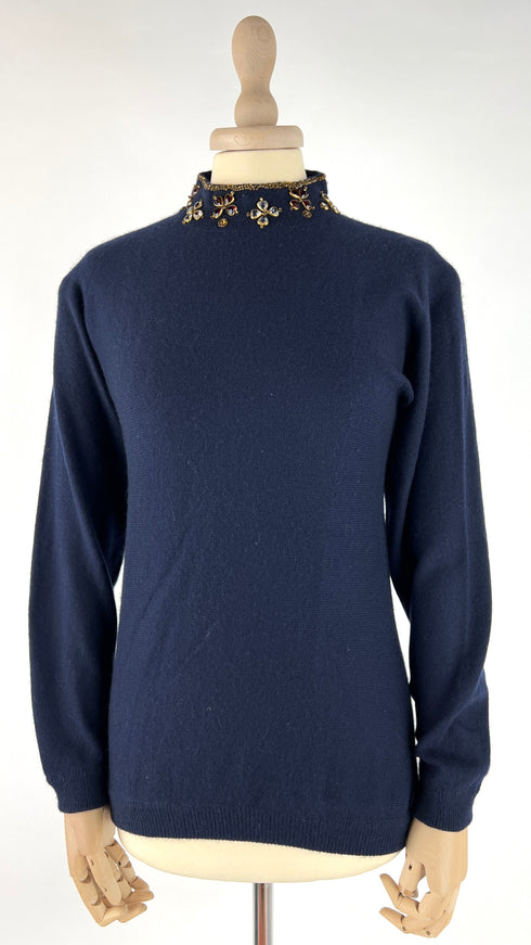 Maglia collo alto con strass