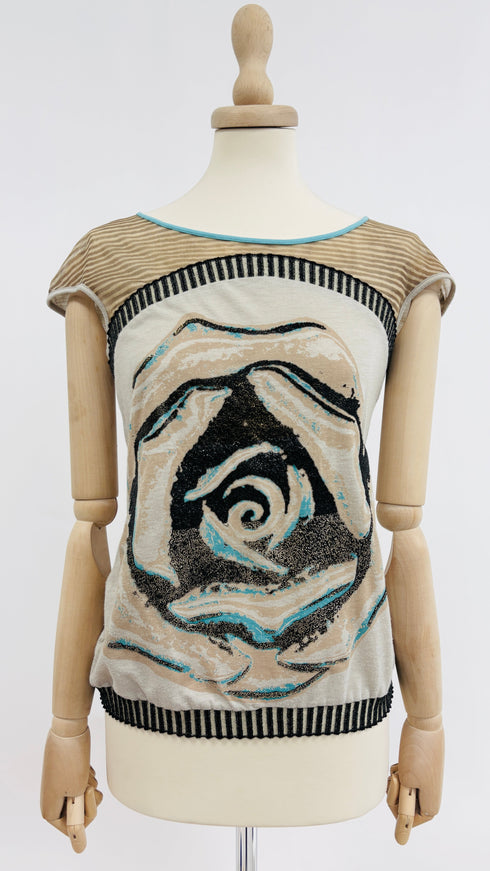 Top in maglia con perline