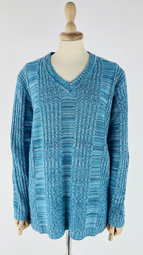 Maglia in cotone a fili blu