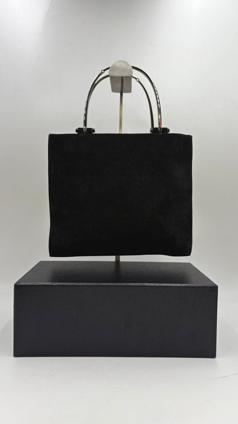 Borsa a mano in suede nero