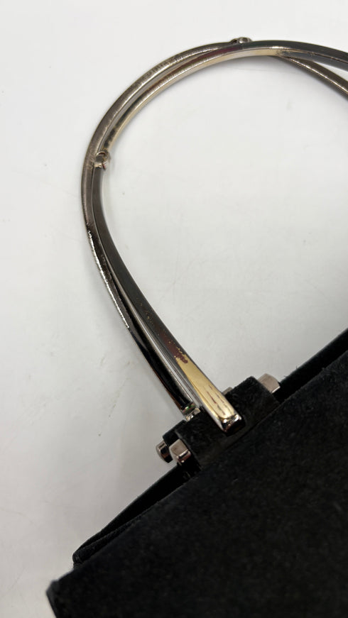 Borsa a mano in suede nero