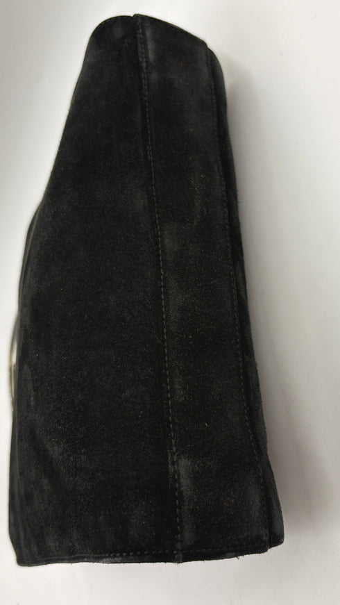 Borsa a mano in suede nero