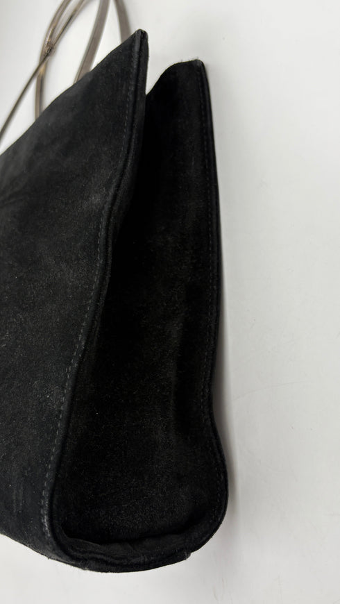Borsa a mano in suede nero