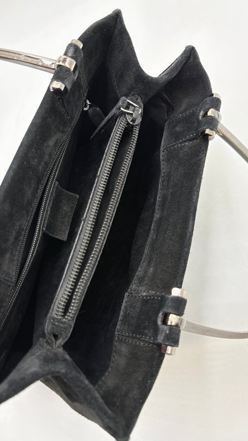 Borsa a mano in suede nero