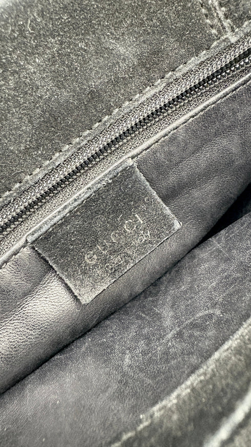 Borsa a mano in suede nero