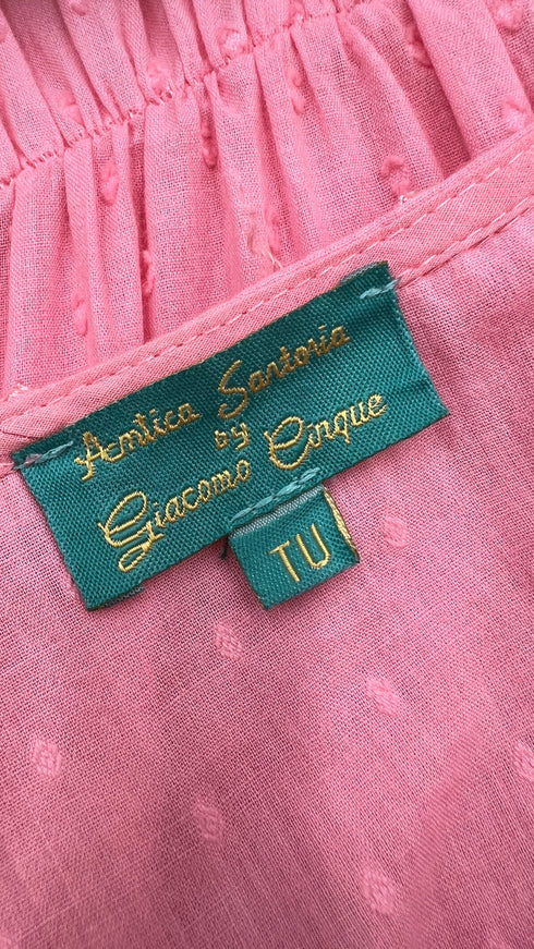 Abito corto con ricami rosa