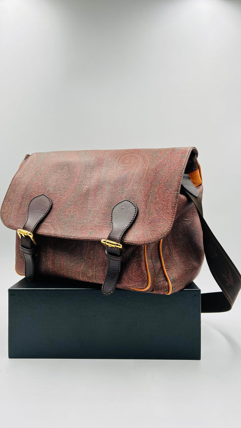 Borsa paisley in pelle con tracolla