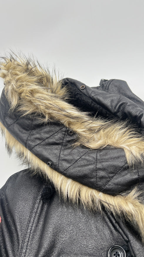 Parka imbottito effetto pelle